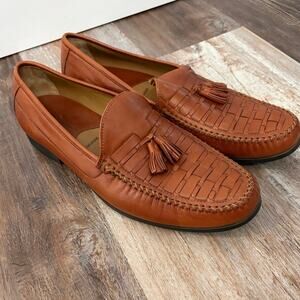 Johnston & Murphy Creswell Tassel Loafers brown cognac leather size mens 13 EUC